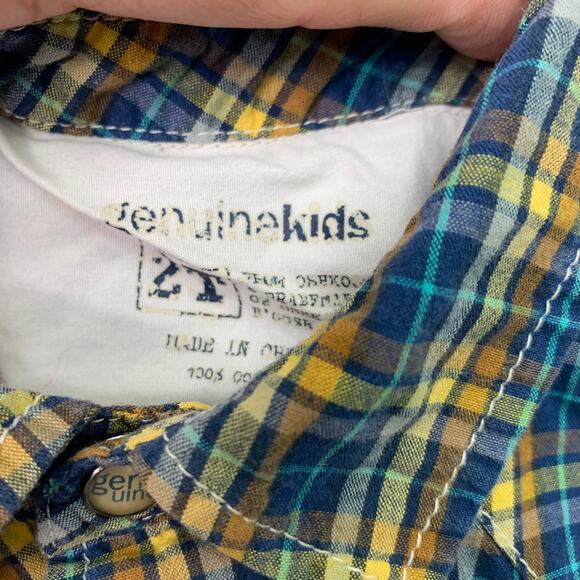 Genuine Kids Boys 2T Pearl Snap Tyle Western Shirt Short Sleeve Cotton Plaid - Picture 6 of 6